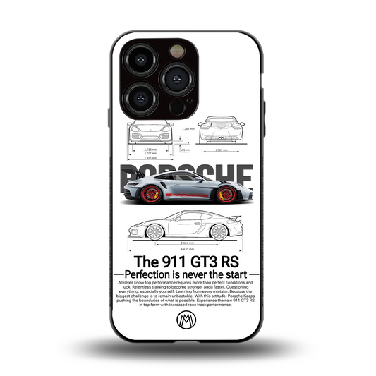 911 gt3 rs white back phone cover | glass case for iphone 14 pro