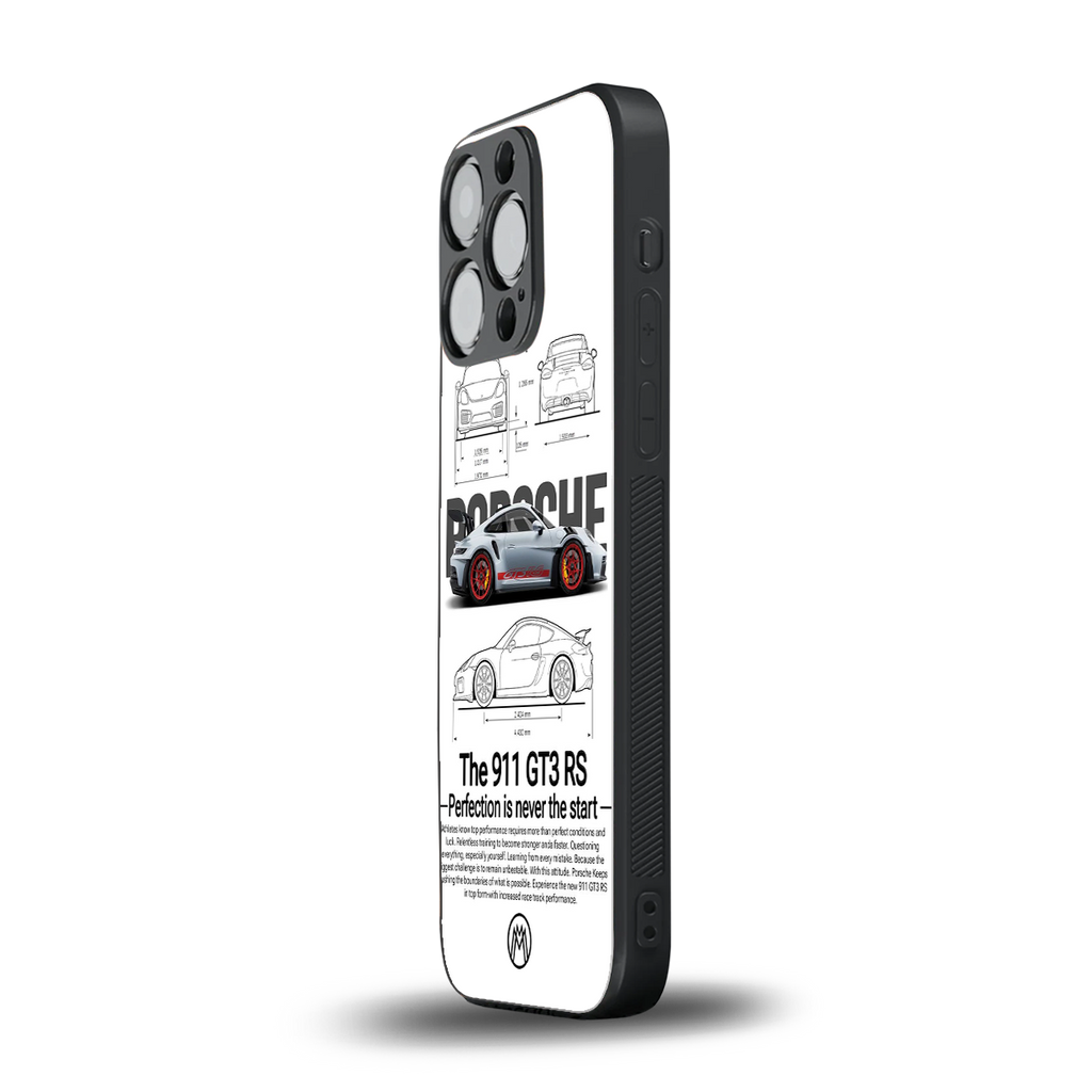 911 gt3 rs white back phone cover | glass case for iphone 15 pro