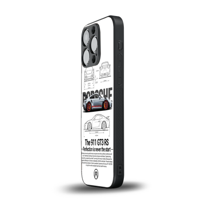 911 gt3 rs white back phone cover | glass case for iphone 15 pro