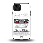 911 gt3 rs white back phone cover | glass case for iphone 15