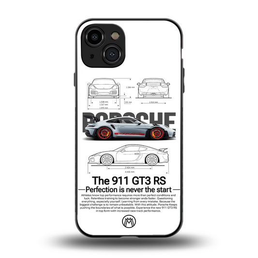 911 gt3 rs white back phone cover | glass case for iphone 15