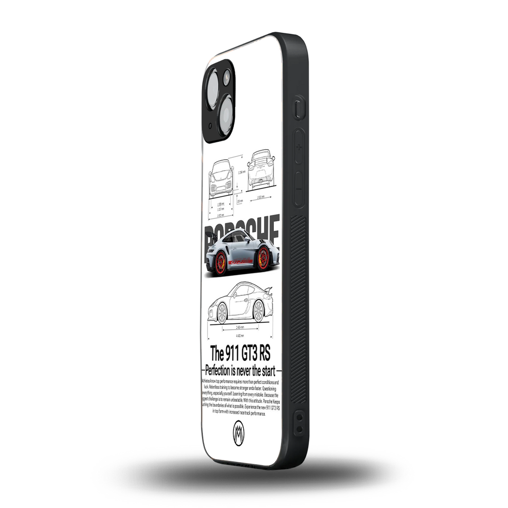 911 gt3 rs white back phone cover | glass case for iphone 14