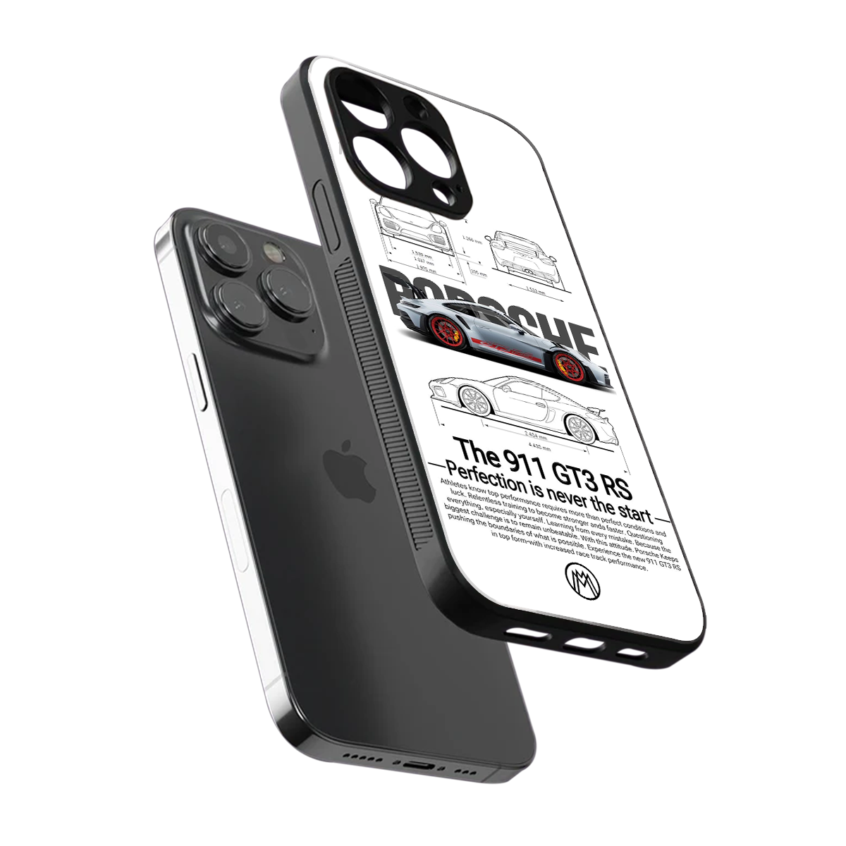 911 gt3 rs white back phone cover | glass case for iphone 15 pro
