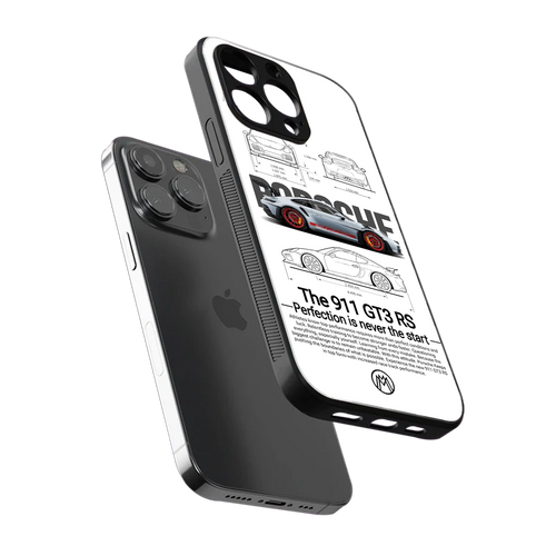 911 gt3 rs white back phone cover | glass case for iphone 15 pro