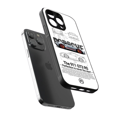 911 gt3 rs white back phone cover | glass case for iphone 14 pro