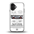 911 gt3 rs white back phone cover | glass case for iphone 16 plus