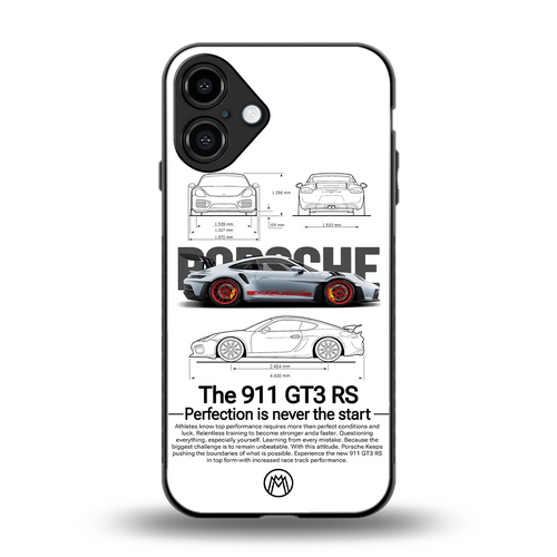911 gt3 rs white back phone cover | glass case for iphone 16 plus