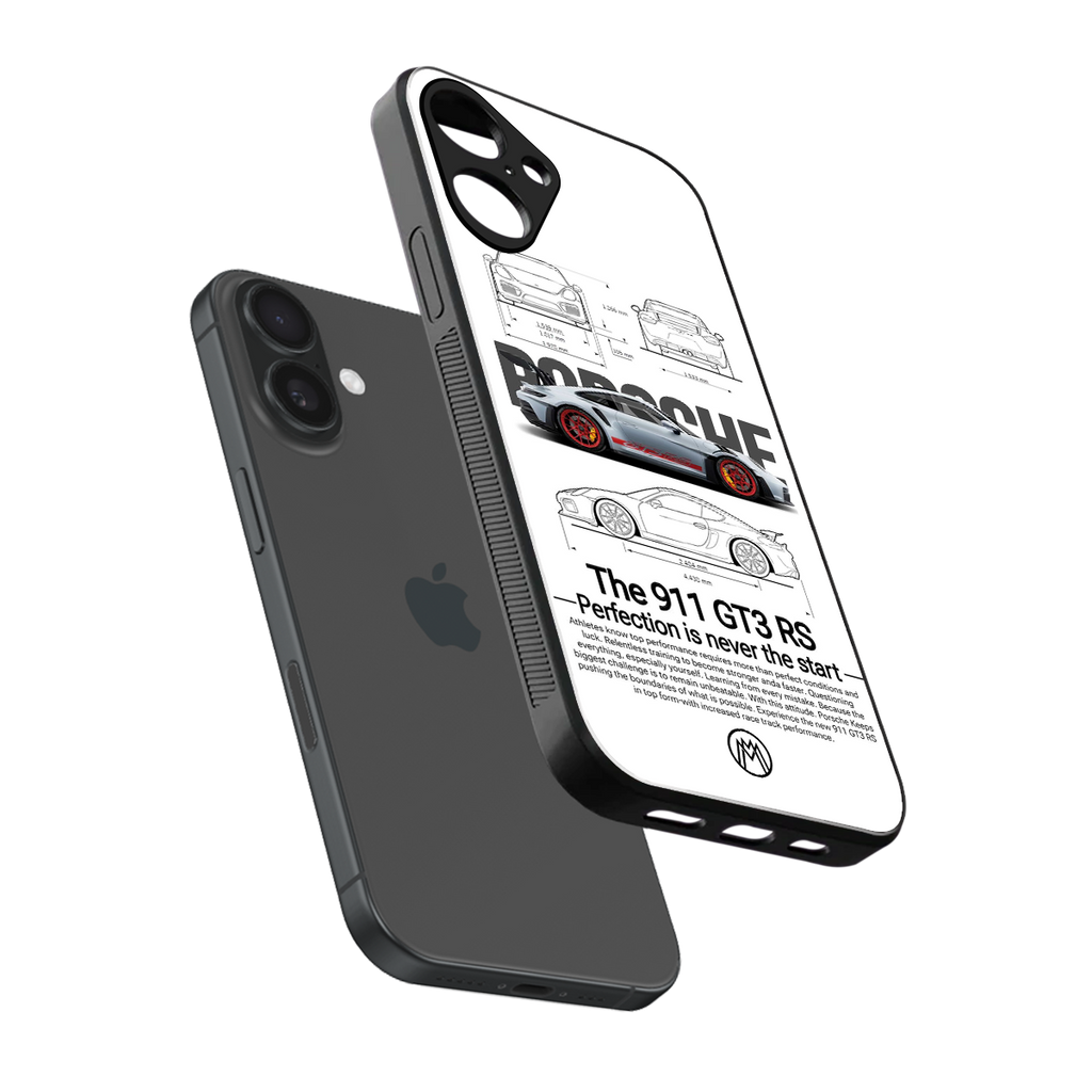 911 gt3 rs white back phone cover | glass case for iphone 16 plus