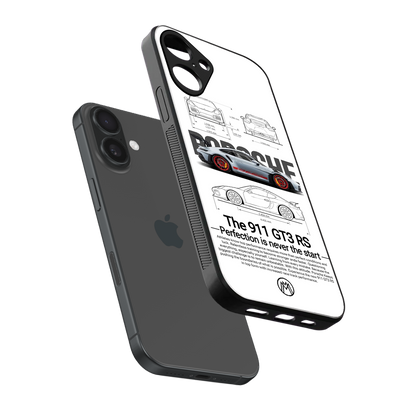 911 gt3 rs white back phone cover | glass case for iphone 16 plus