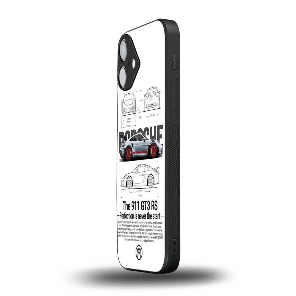 911 gt3 rs white back phone cover | glass case for iphone 16 plus