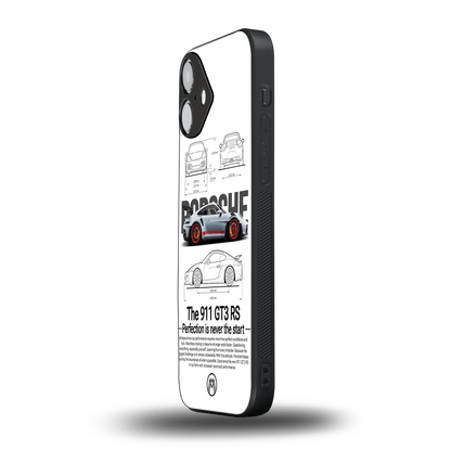911 gt3 rs white back phone cover | glass case for iphone 16 plus