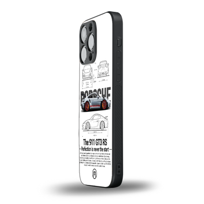 911 gt3 rs white back phone cover | glass case for iphone 16 pro max