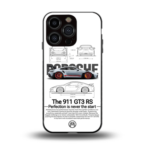 911 gt3 rs white back phone cover | glass case for iphone 16 pro