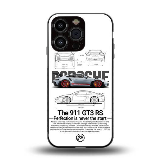 911 gt3 rs white back phone cover | glass case for iphone 16 pro