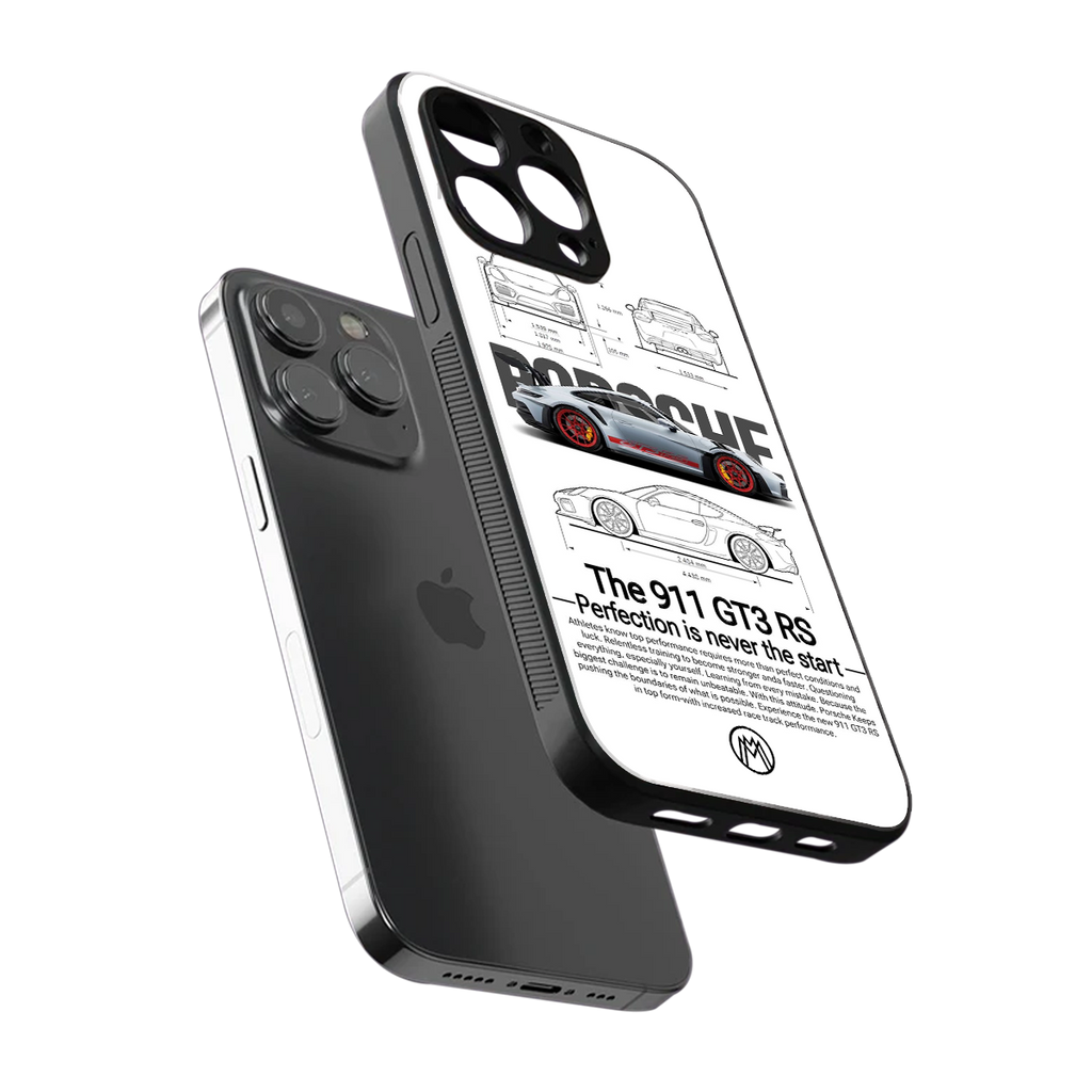911 gt3 rs white back phone cover | glass case for iphone 16 pro