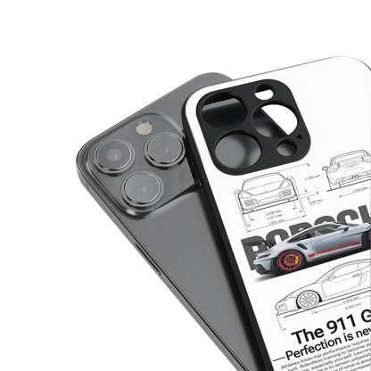 911 gt3 rs white back phone cover | glass case for iphone 16 pro max