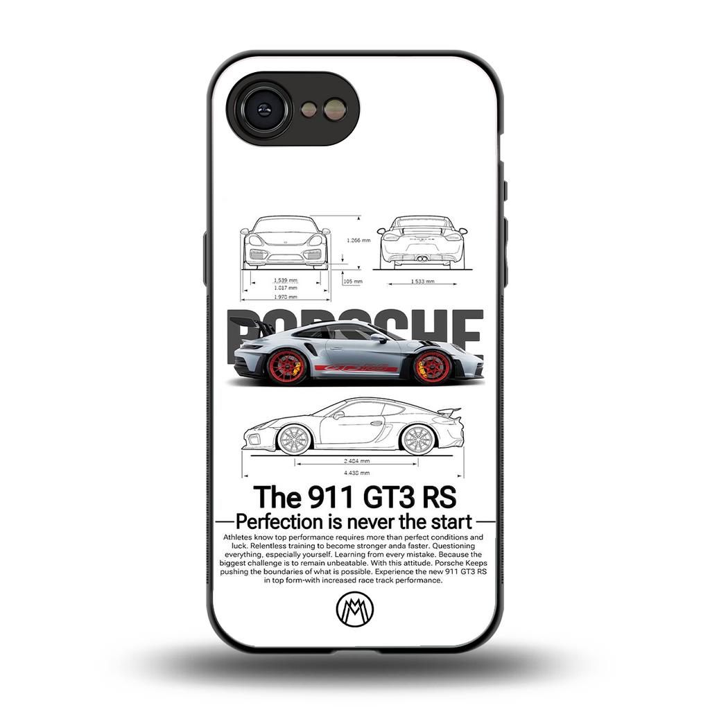 911 gt3 rs white back phone cover | glass case for iphone 16e