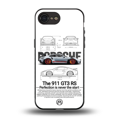 911 gt3 rs white back phone cover | glass case for iphone 16e