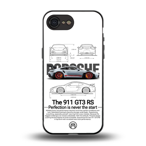 911 gt3 rs white back phone cover | glass case for iphone 16e