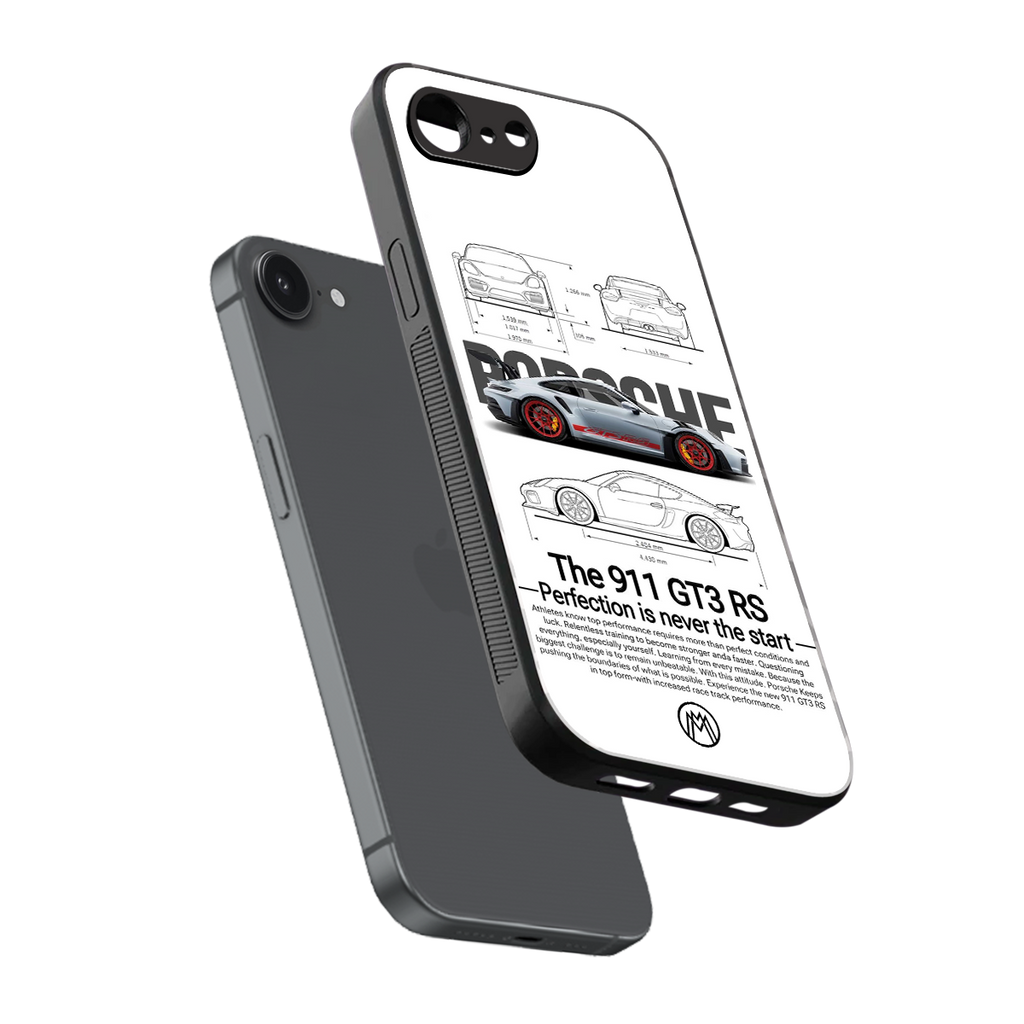 911 gt3 rs white back phone cover | glass case for iphone 16e