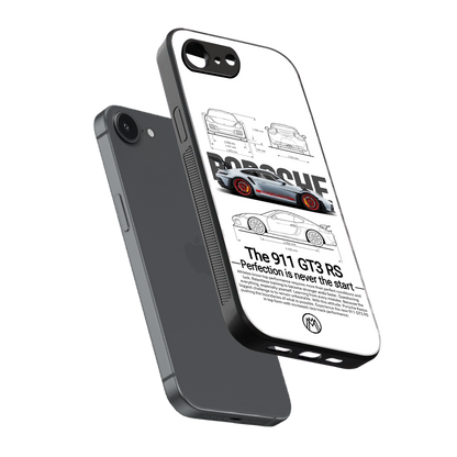 911 gt3 rs white back phone cover | glass case for iphone 16e