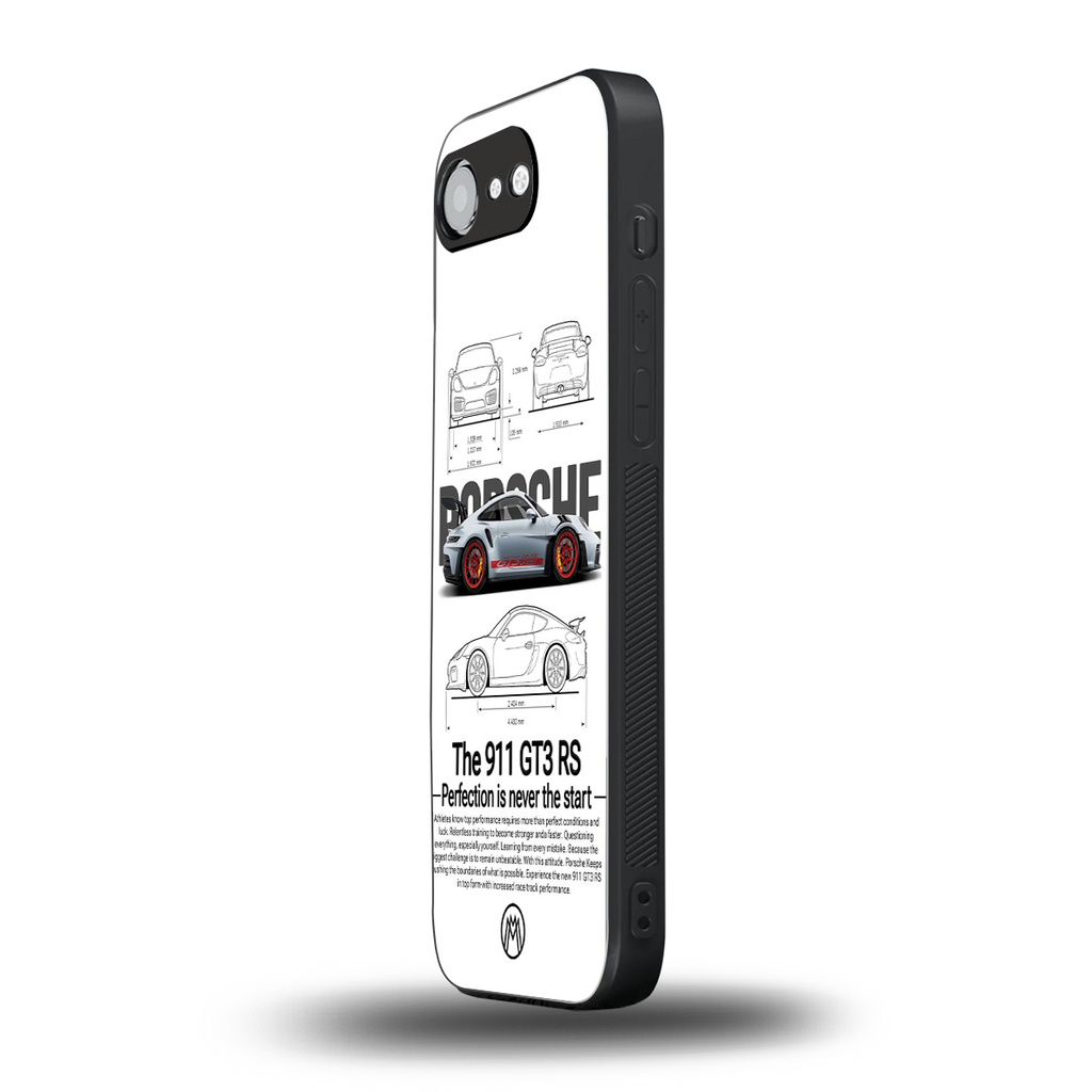 911 gt3 rs white back phone cover | glass case for iphone 16e