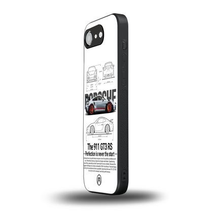911 gt3 rs white back phone cover | glass case for iphone 16e