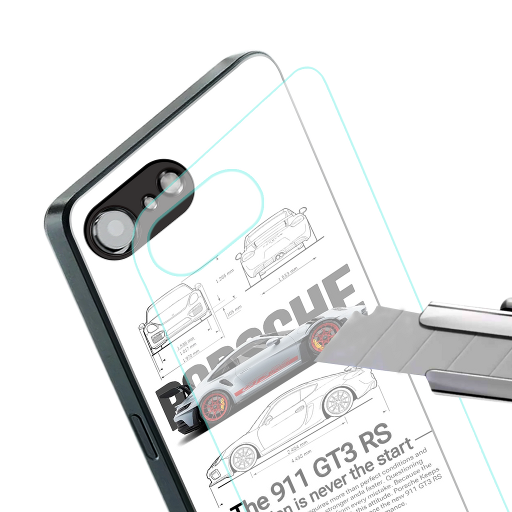 911 gt3 rs white back phone cover | glass case for iphone 16e
