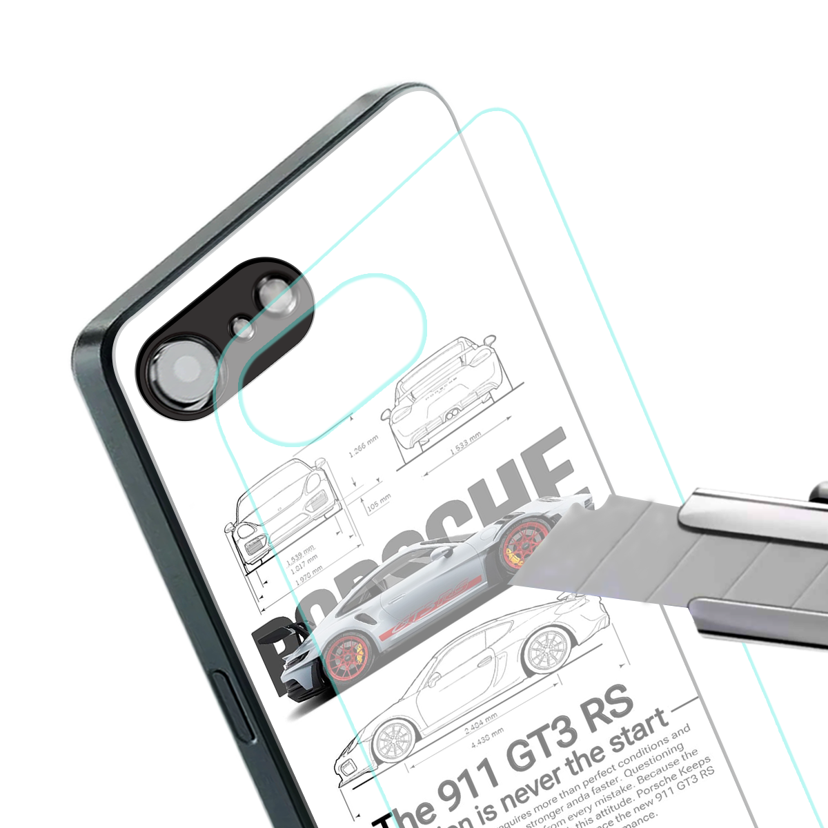 911 gt3 rs white back phone cover | glass case for iphone 16e