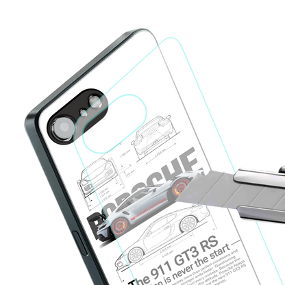 911 gt3 rs white back phone cover | glass case for iphone 16e