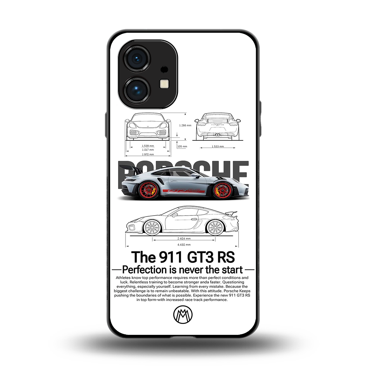 911 gt3 rs white back phone cover | glass case for nothing phone 1