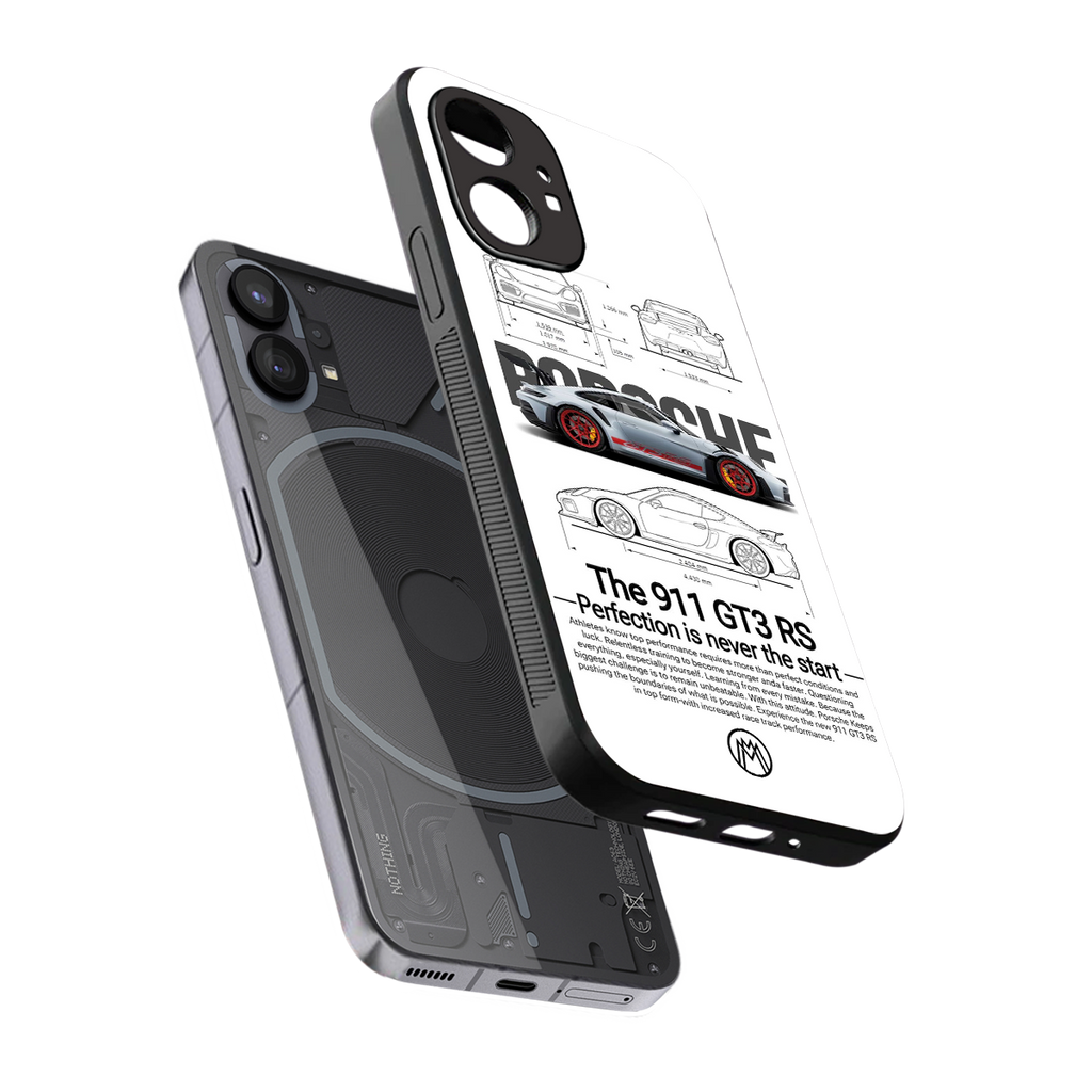 911 gt3 rs white back phone cover | glass case for nothing phone 1
