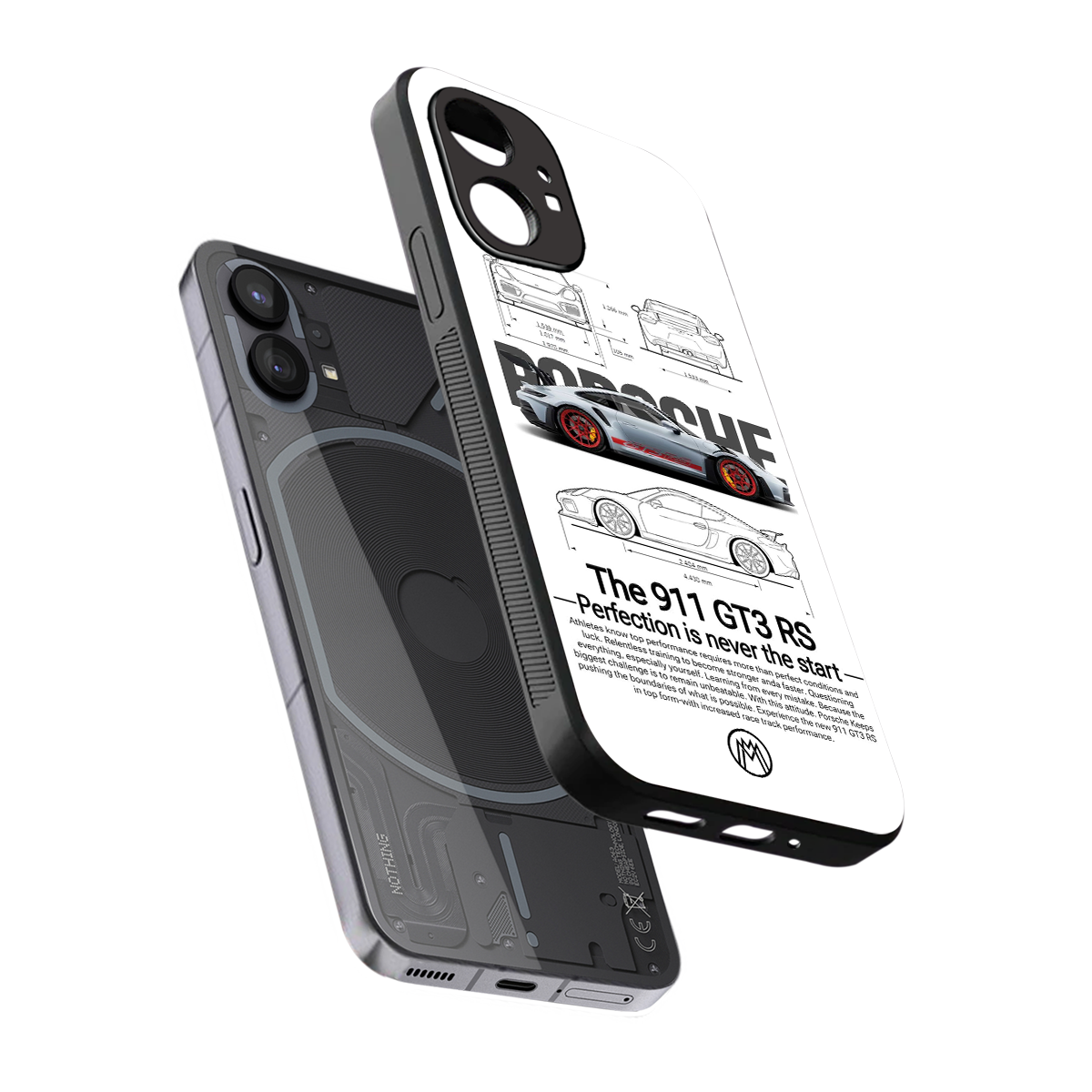 911 gt3 rs white back phone cover | glass case for nothing phone 1