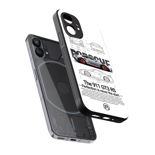 911 gt3 rs white back phone cover | glass case for nothing phone 1