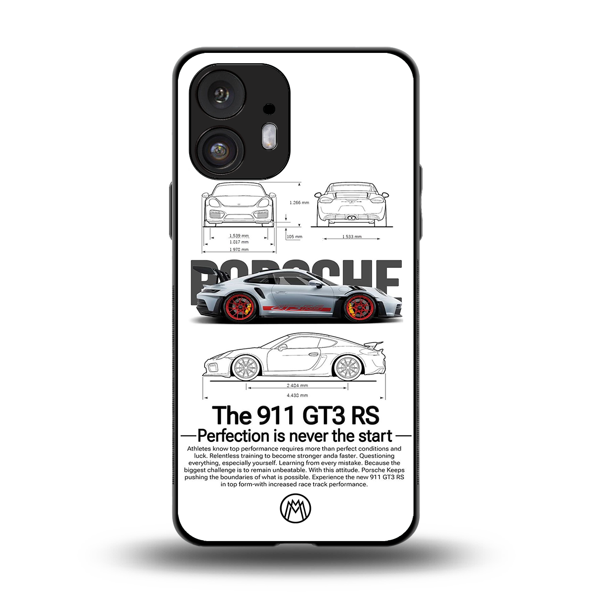 911 gt3 rs white back phone cover | glass case for nothing phone 2
