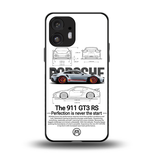 911 gt3 rs white back phone cover | glass case for nothing phone 2