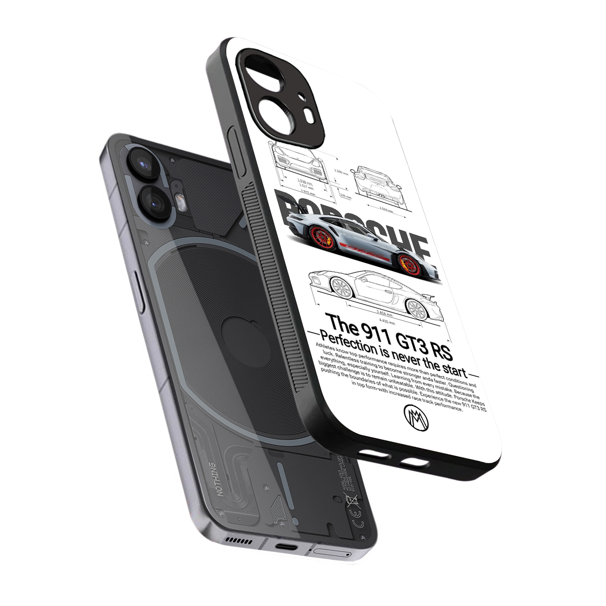 911 gt3 rs white back phone cover | glass case for nothing phone 2