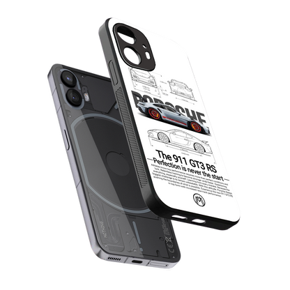 911 gt3 rs white back phone cover | glass case for nothing phone 2