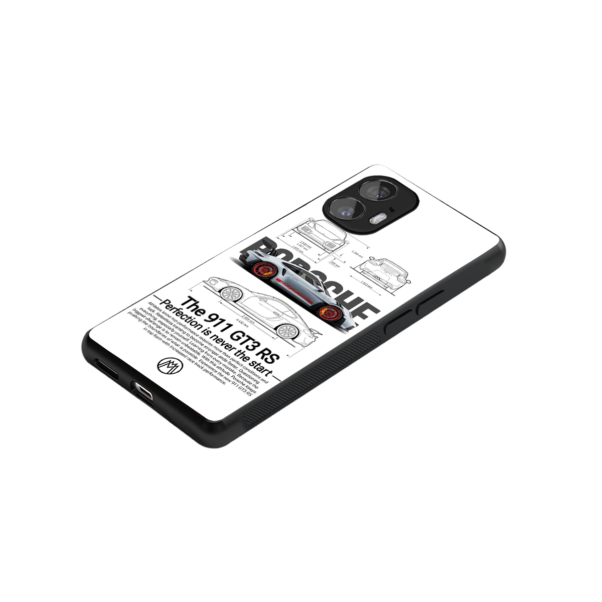 911 gt3 rs white back phone cover | glass case for nothing phone 2