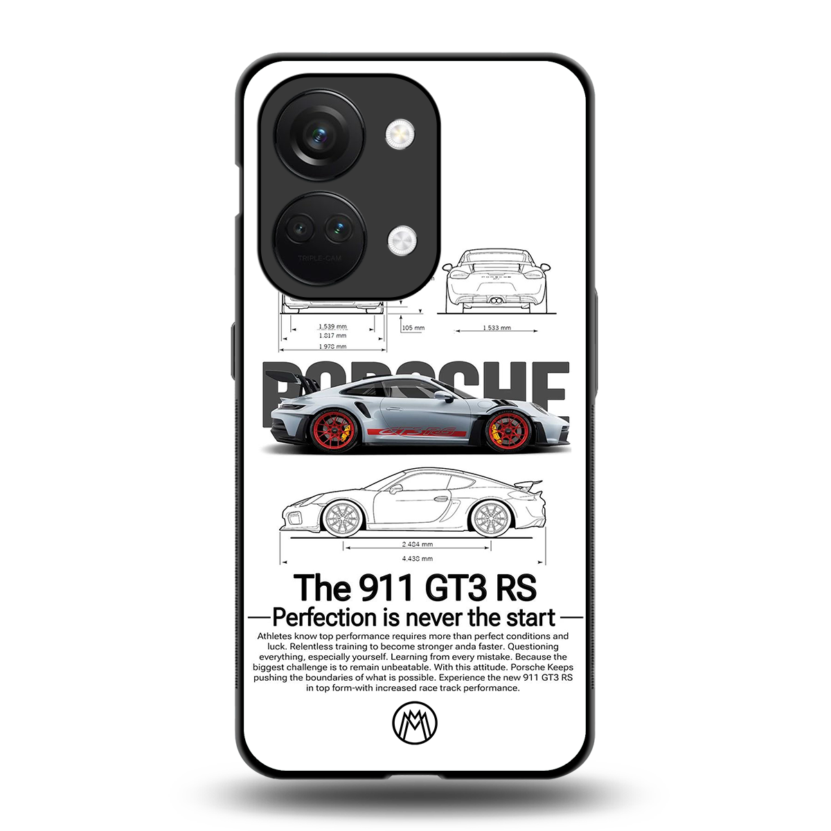 911 gt3 rs white back phone cover | glass case for oneplus nord 3