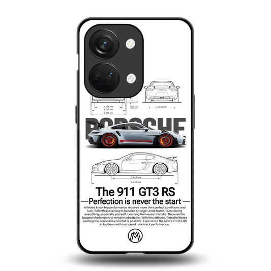 911 gt3 rs white back phone cover | glass case for oneplus nord 3