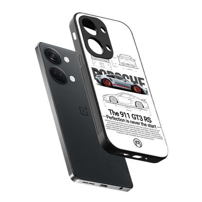 911 gt3 rs white back phone cover | glass case for oneplus nord 3