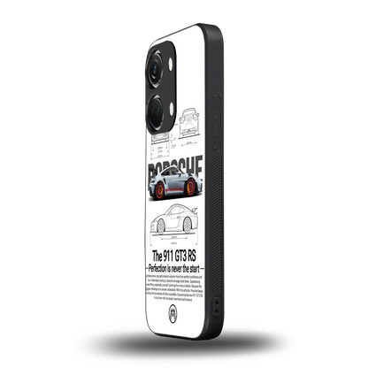 911 gt3 rs white back phone cover | glass case for oneplus nord 3