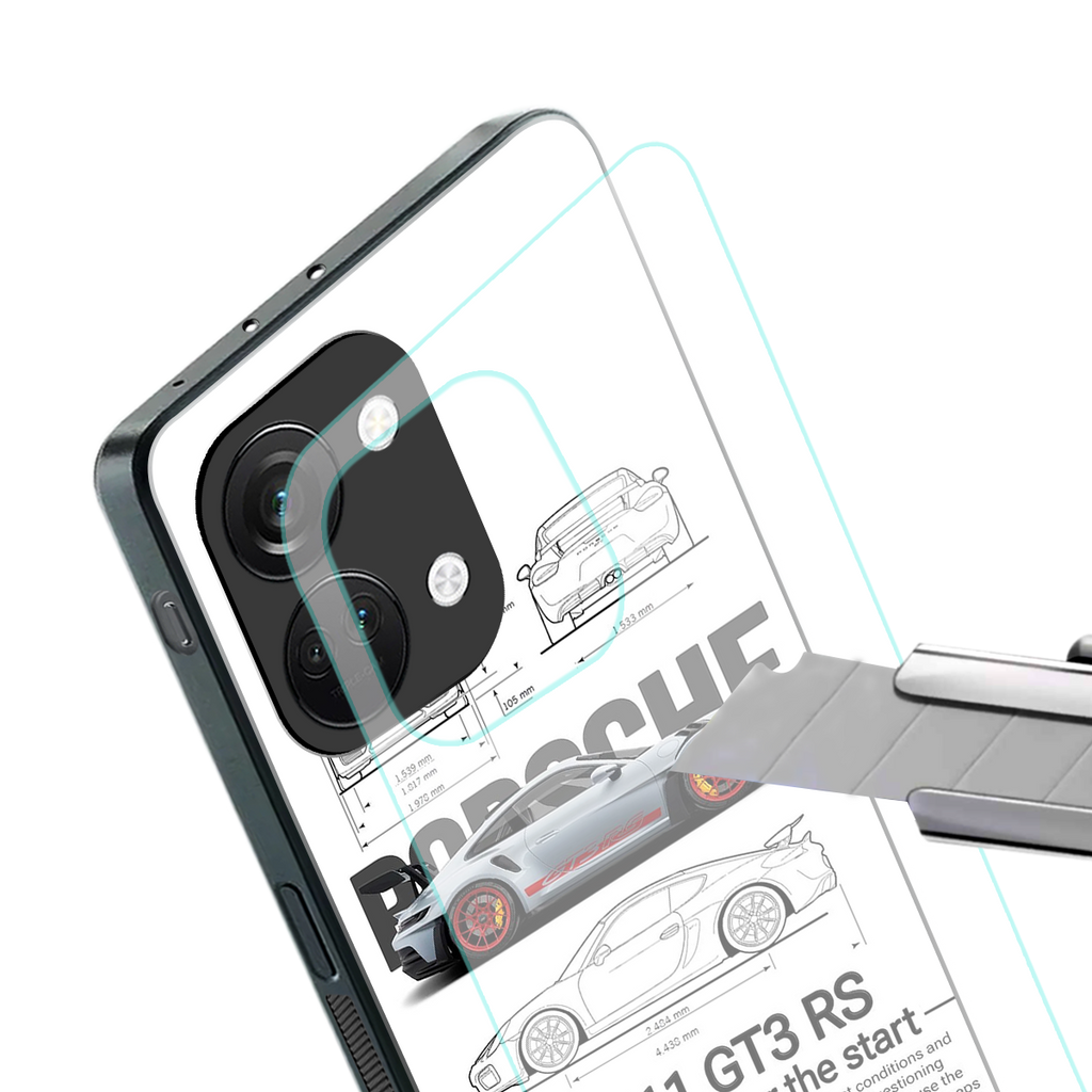 911 gt3 rs white back phone cover | glass case for oneplus nord 3