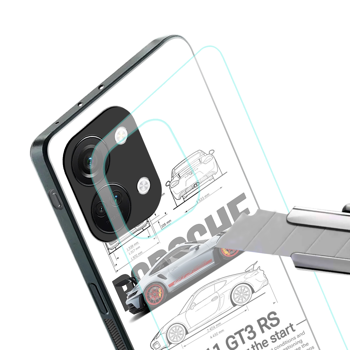 911 gt3 rs white back phone cover | glass case for oneplus nord 3