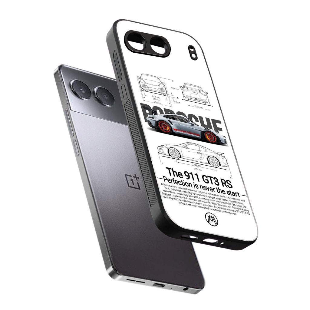 911 gt3 rs white back phone cover | glass case for oneplus nord 4