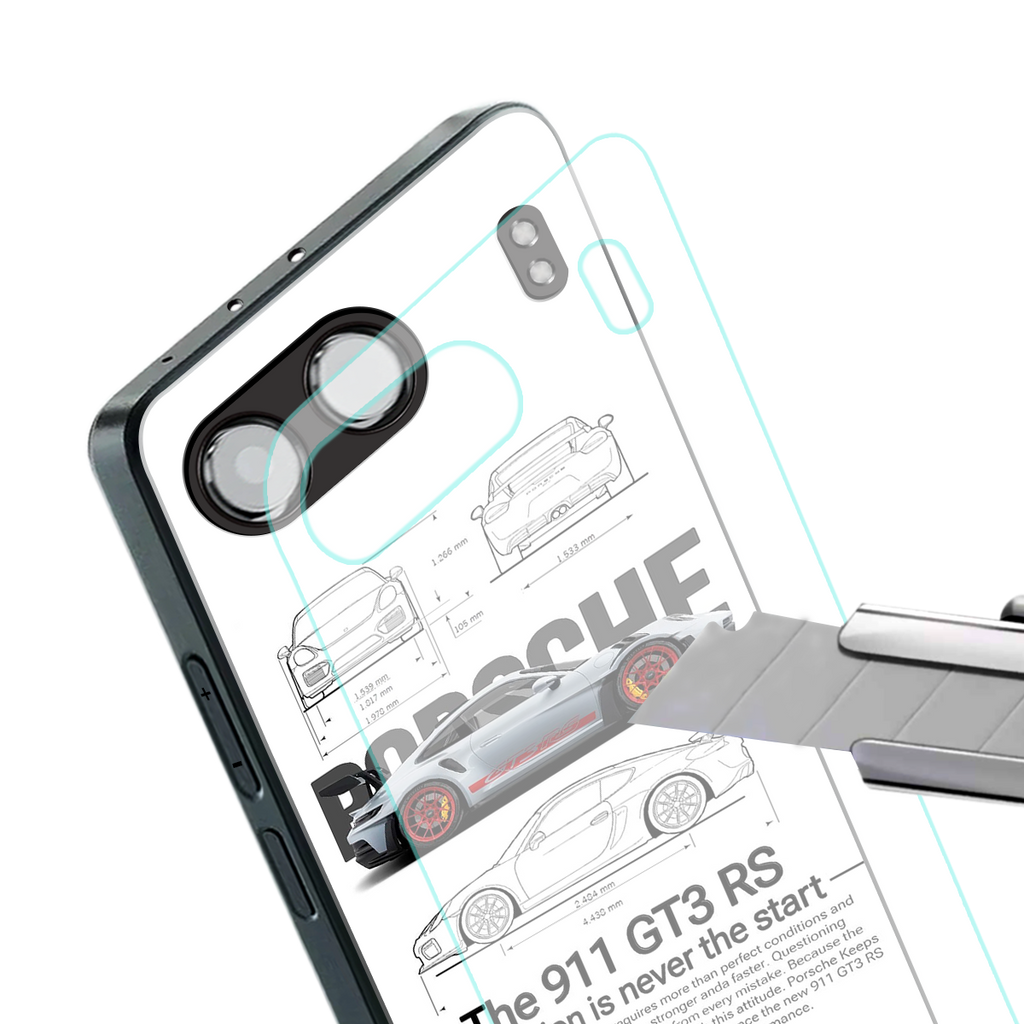 911 gt3 rs white back phone cover | glass case for oneplus nord 4