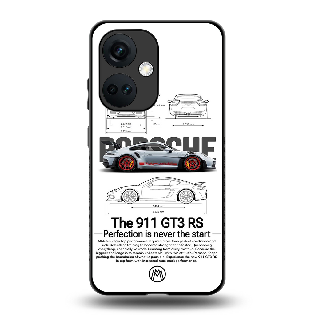 911 gt3 rs white back phone cover | glass case for oneplus nord ce 3