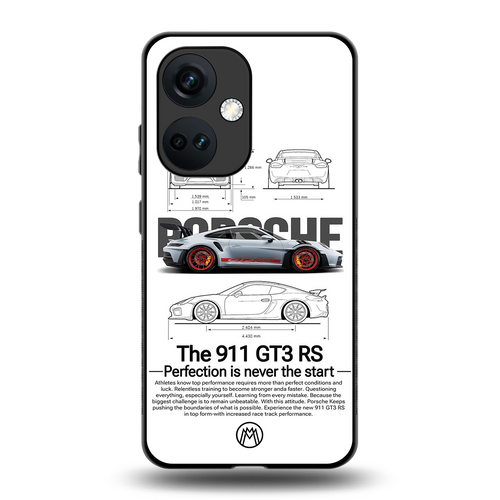 911 gt3 rs white back phone cover | glass case for oneplus nord ce 3