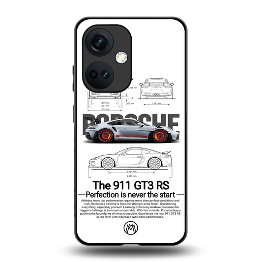 911 gt3 rs white back phone cover | glass case for oneplus nord ce 3